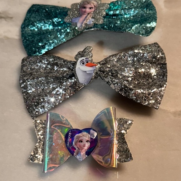 5pc clip on bows Colorful Character Hair Set for girls - Picture 2 of 7